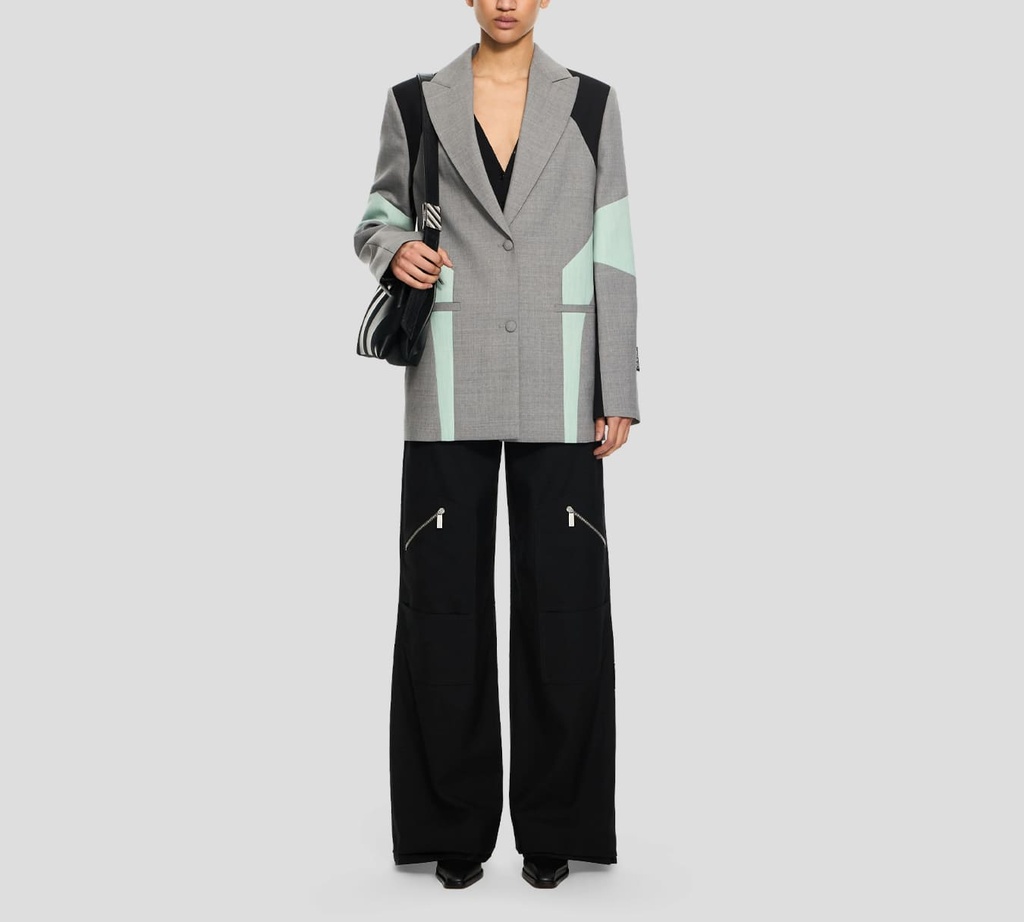 Off White - BLAZER CON BLOQUES DE COLOR GRIS NEGRO Y VERDE