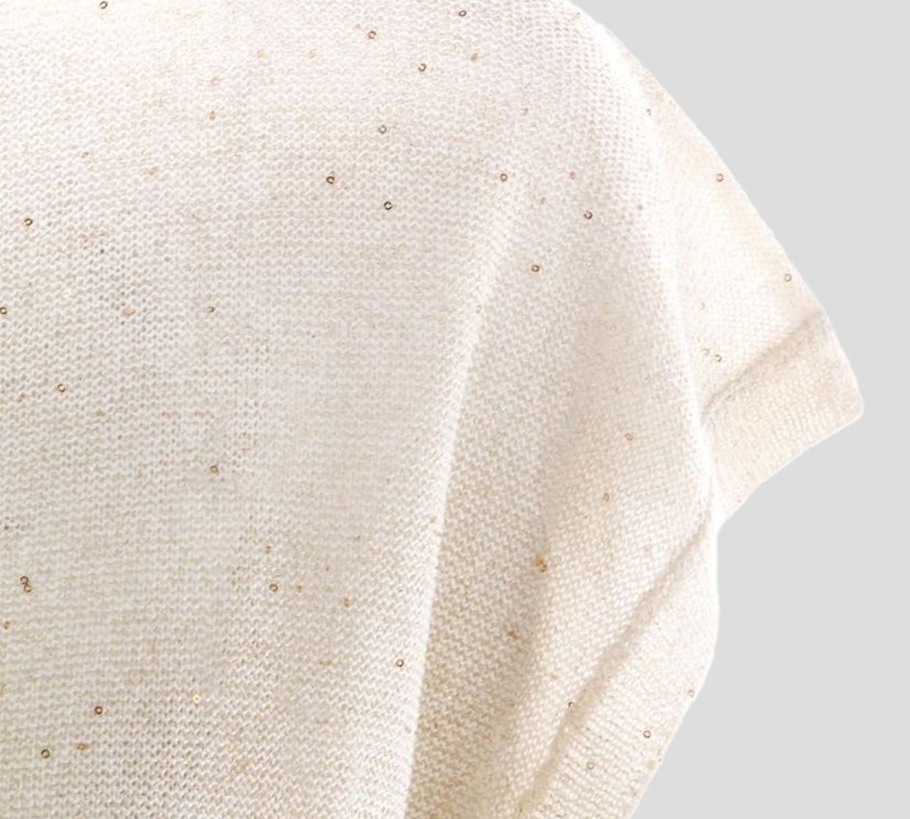 Herno - BLUSA MARRON CLARO CON DETALLES DORADOS SIN MANGAS