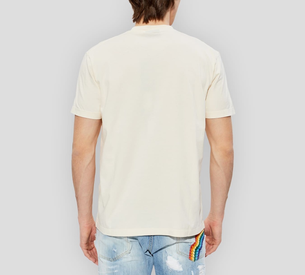 Dsquared2 - FRANELA BLANCO HUESO CON LETRAS VINOTINTO