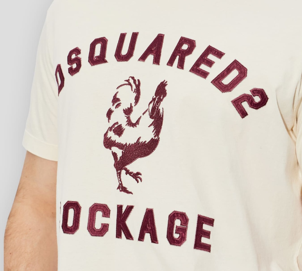 Dsquared2 - FRANELA BLANCO HUESO CON LETRAS VINOTINTO