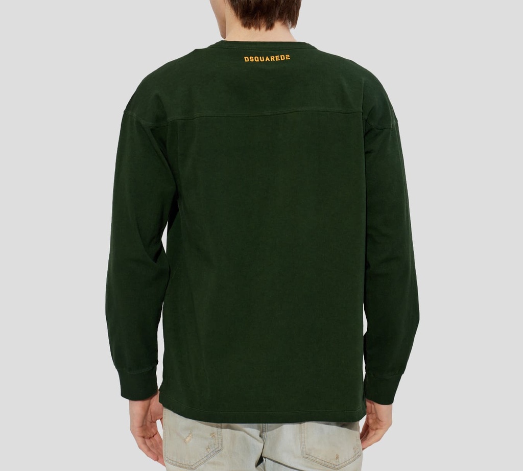 Dsquared2 - SUDADERA VERDE OSCURO CON TORTUGA