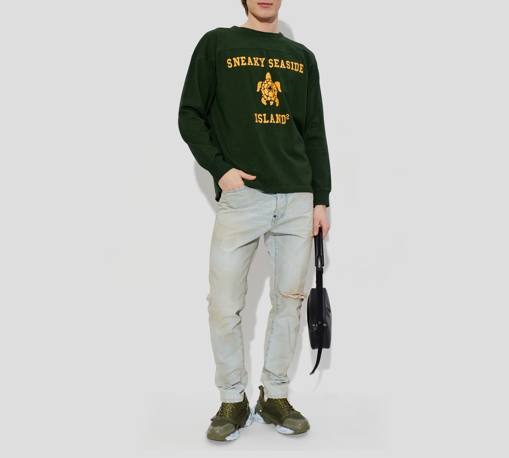 Dsquared2 - SUDADERA VERDE OSCURO CON TORTUGA