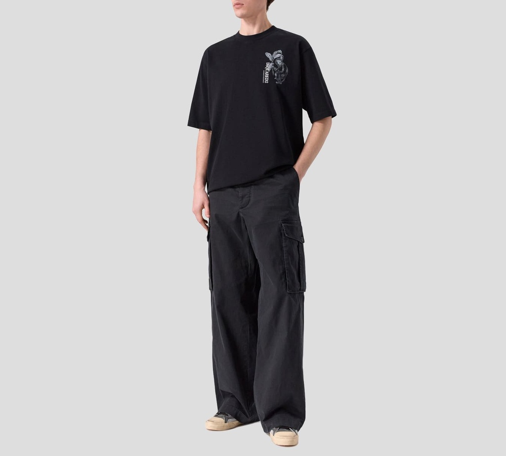 Dsquared2 - FRANELA NEGRA CON ESTAMPADO DE MONO
