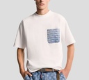 Dsquared2 - FRANELA BLANCA CUELLO REDONDO CON BOLSILLO DE JEANS