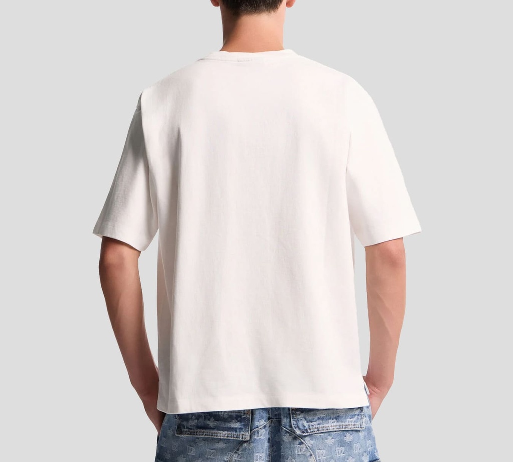 Dsquared2 - FRANELA BLANCA CUELLO REDONDO CON BOLSILLO DE JEANS