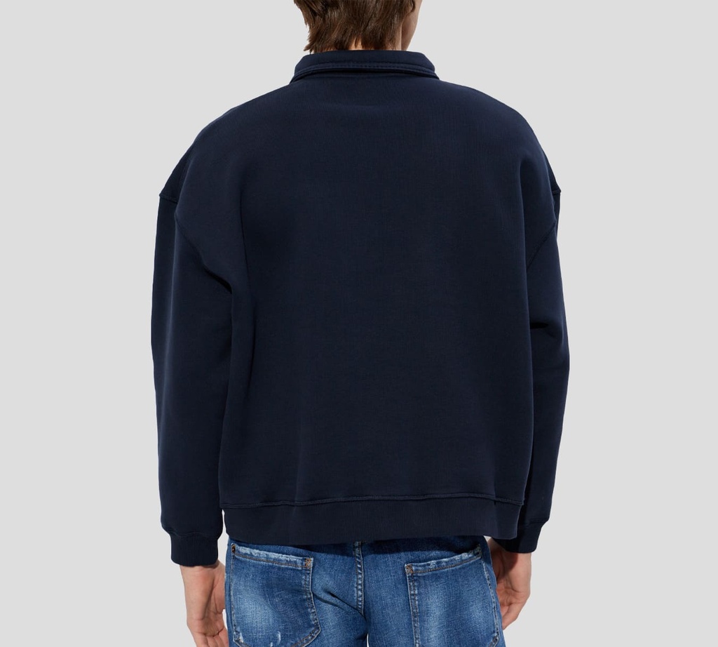 Dsquared2 - SWEATER AZUL MARINO CON CIERRES PLATEADOS