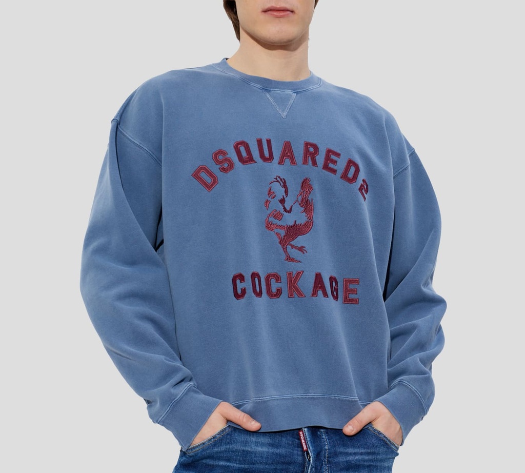 Dsquared2 - HODDIE AZUL CON LETRAS VINOTINTO