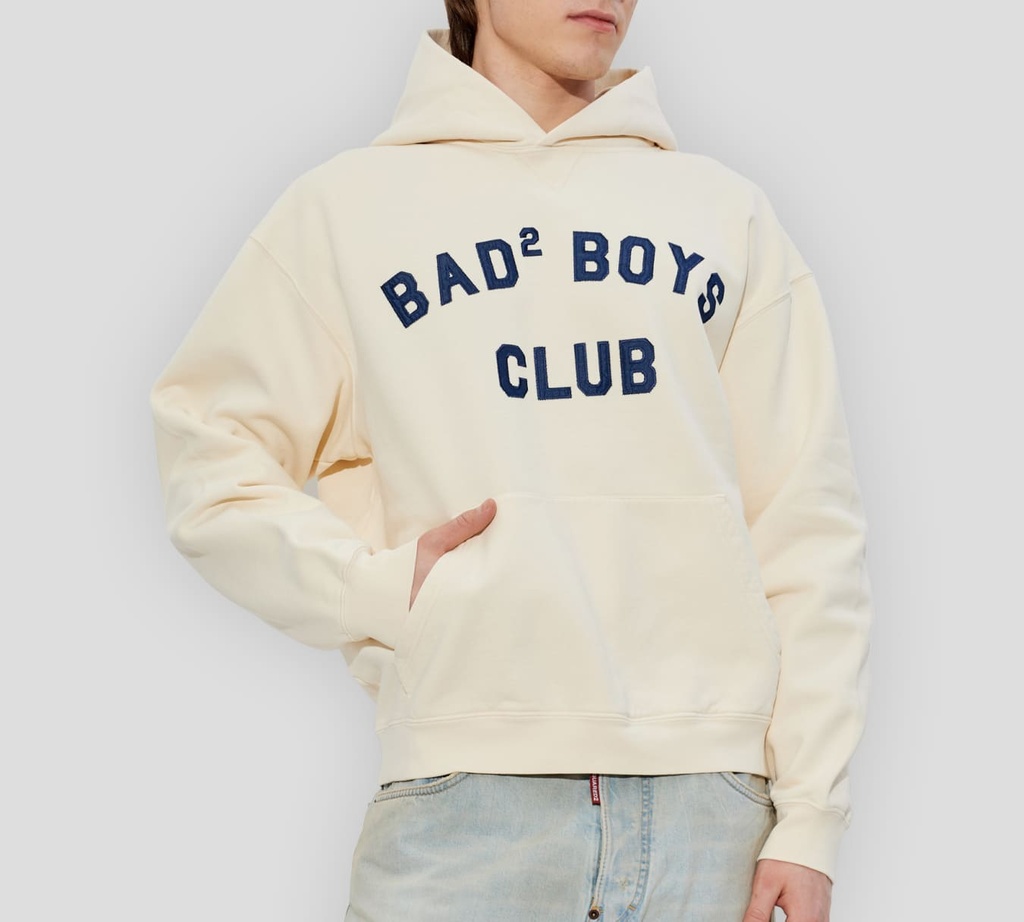 Dsquared2 - HODDIE BEIGE CON CAPUCHA Y LETRAS AZULES