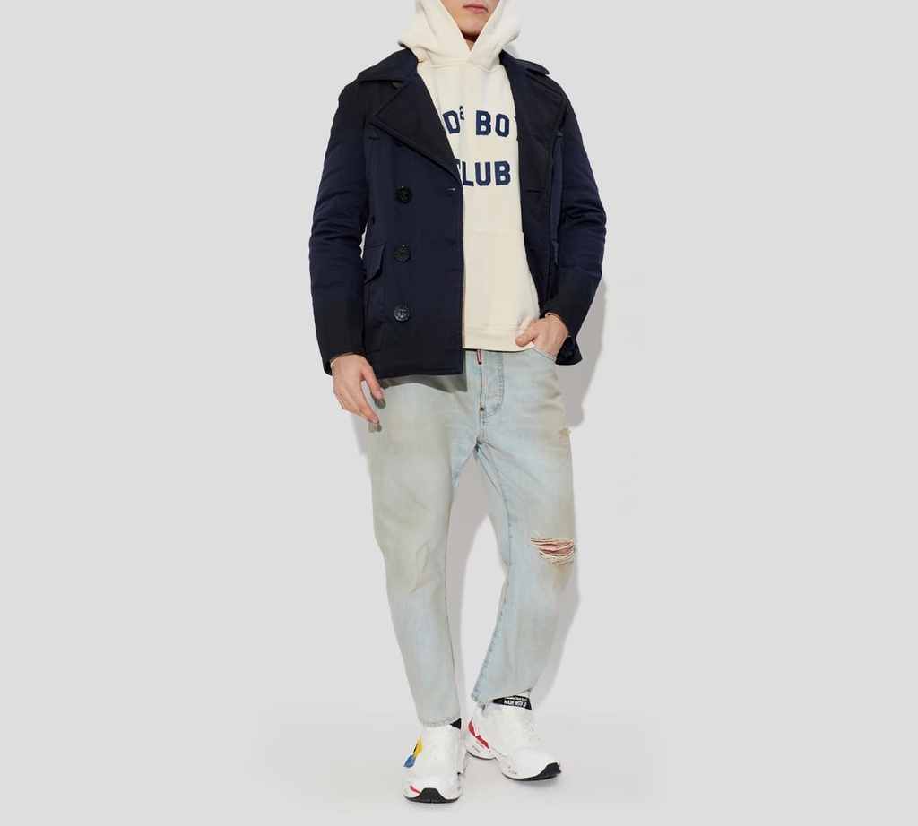 Dsquared2 - HODDIE BEIGE CON CAPUCHA Y LETRAS AZULES