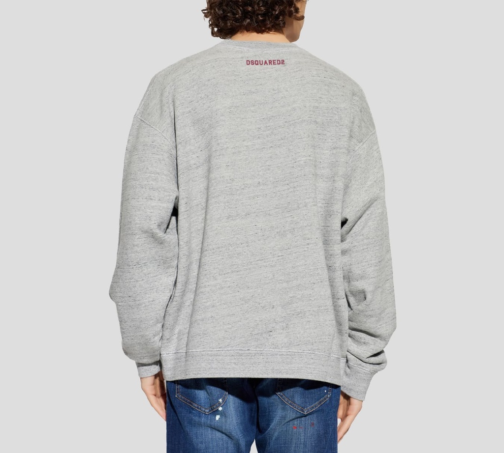 Dsquared2 - SWEATER GRIS CON LETRAS VINOTINTO