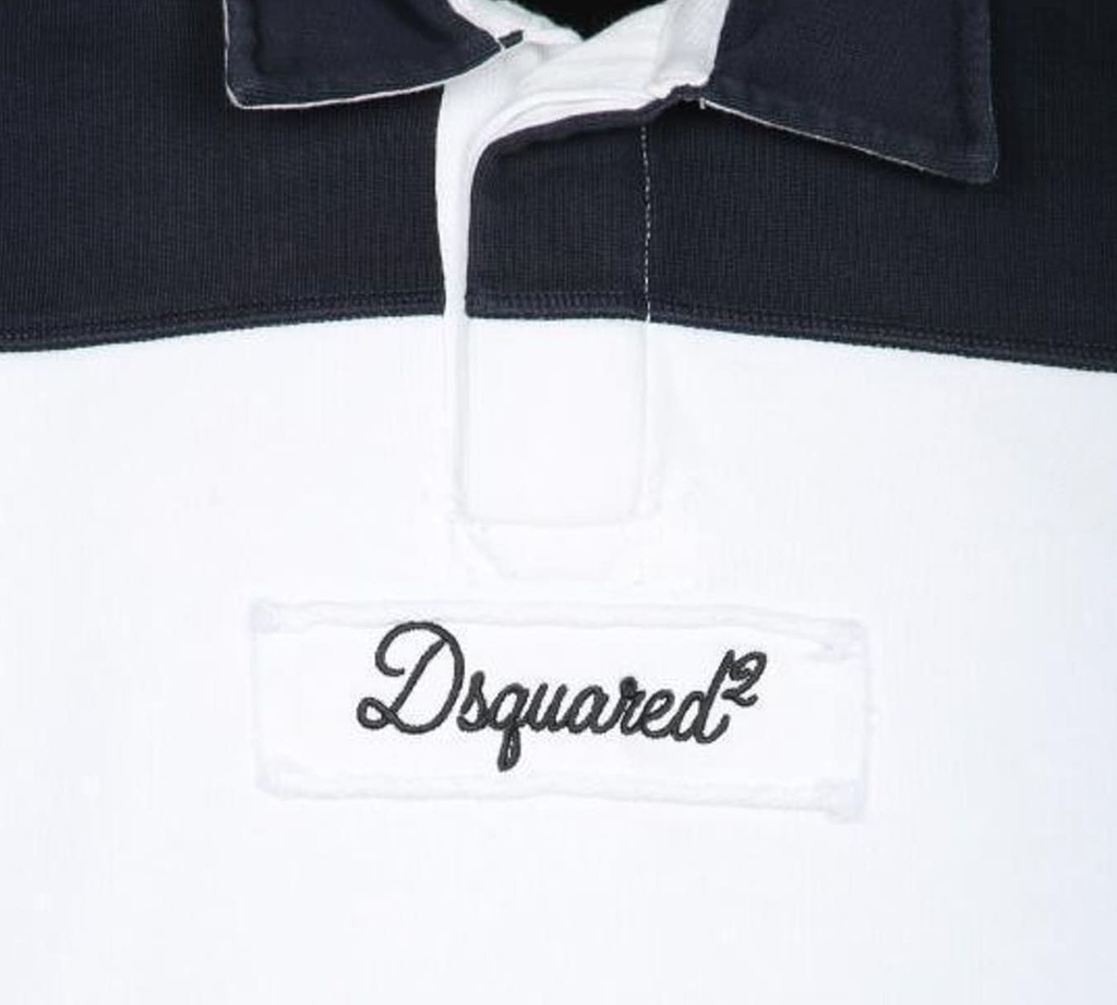 Dsquared2 - POLO RUGBY MANGA LARGA AZUL Y BLANCO