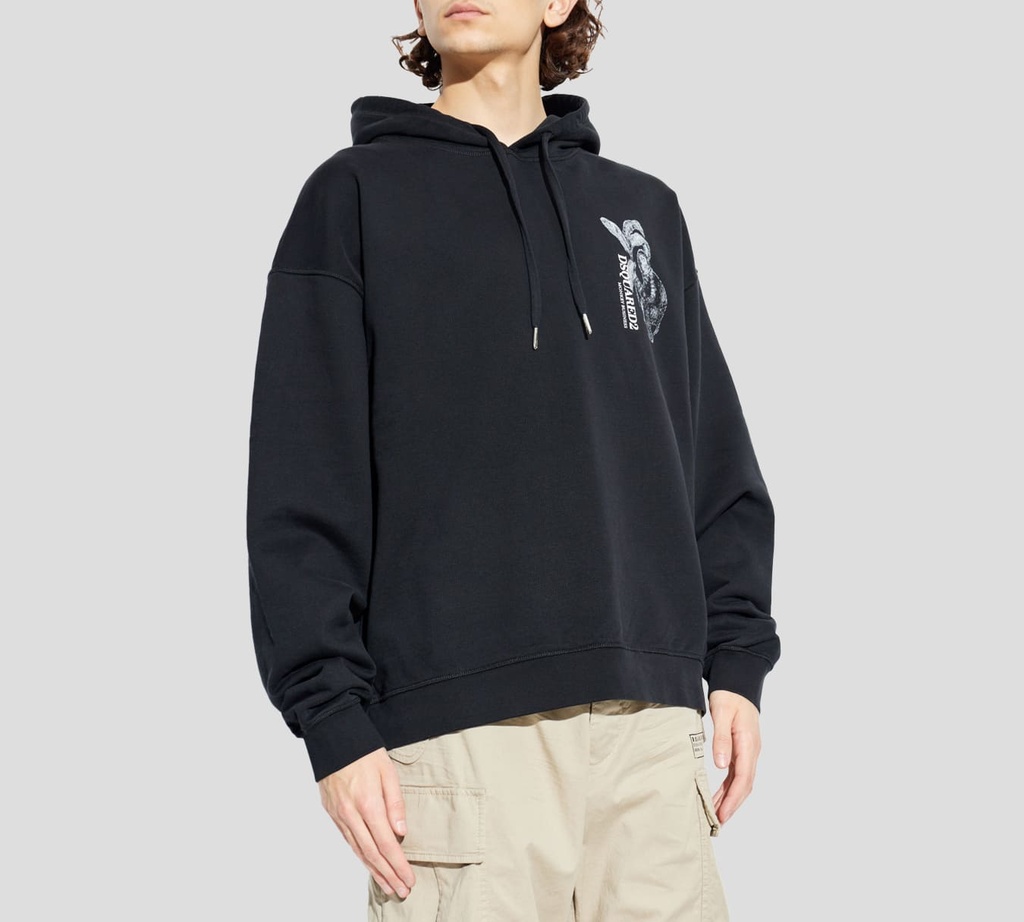 Dsquared2 - HODDIE NEGRO CON ESTAMPADO DE MONO
