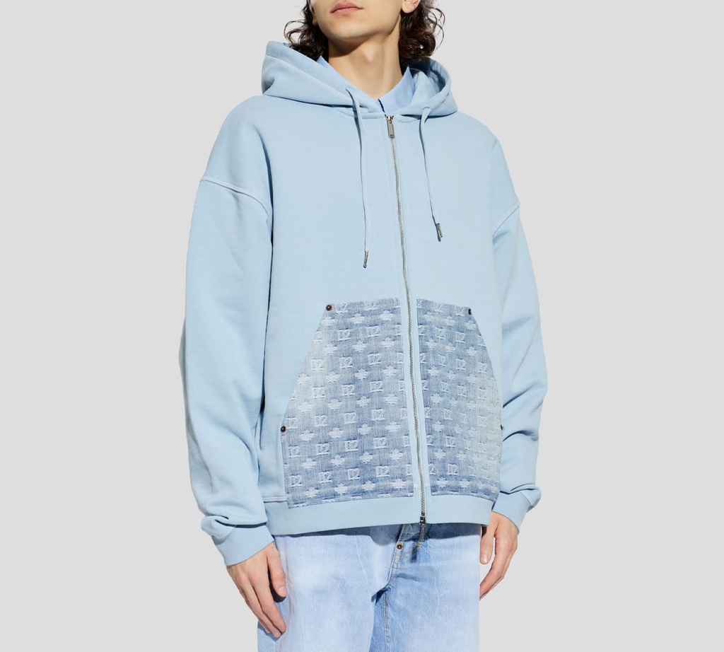 Dsquared2 - SWEATER AZUL CIELO CON BOLSILLOS DE JEAN