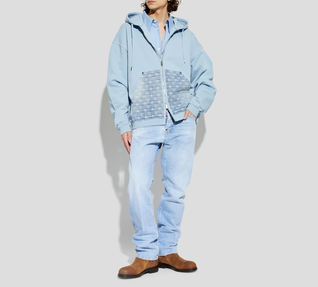 Dsquared2 - SWEATER AZUL CIELO CON BOLSILLOS DE JEAN