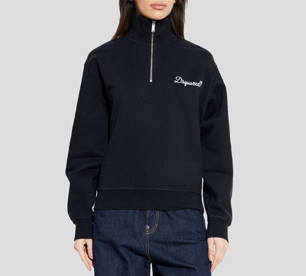 Dsquared2 - SWEATER NEGRO DE CUELLO ALTO Y CIERRE FRONTAL