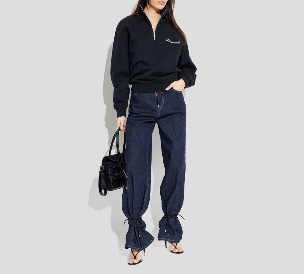 Dsquared2 - SWEATER NEGRO DE CUELLO ALTO Y CIERRE FRONTAL
