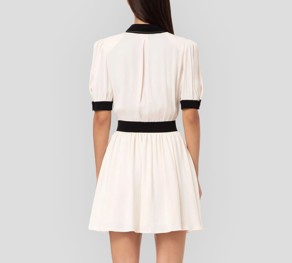 Elisabetta Franchi - VESTIDO CREMA CON DETALLES EN NEGRO