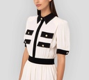 Elisabetta Franchi - VESTIDO CREMA CON DETALLES EN NEGRO