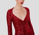 Elisabetta Franchi - VESTIDO CON LENTEJUELAS TERCIOPELO ROJO