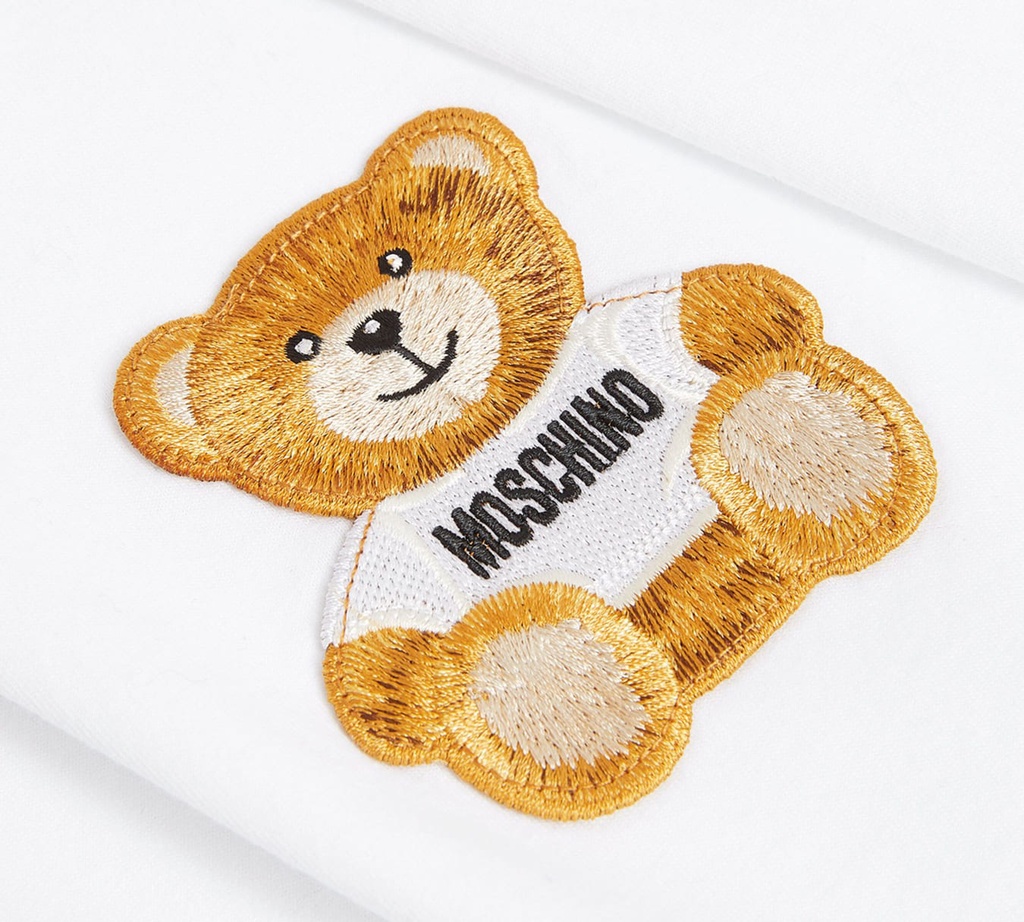 Moschino - T-SHIRT BLANCO BEAR CON BORDADO ROJO