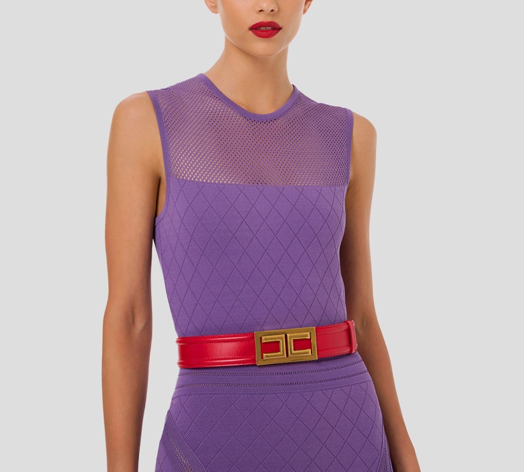 Elisabetta Franchi - CINTURON TERCIOPELO ROJO 03
