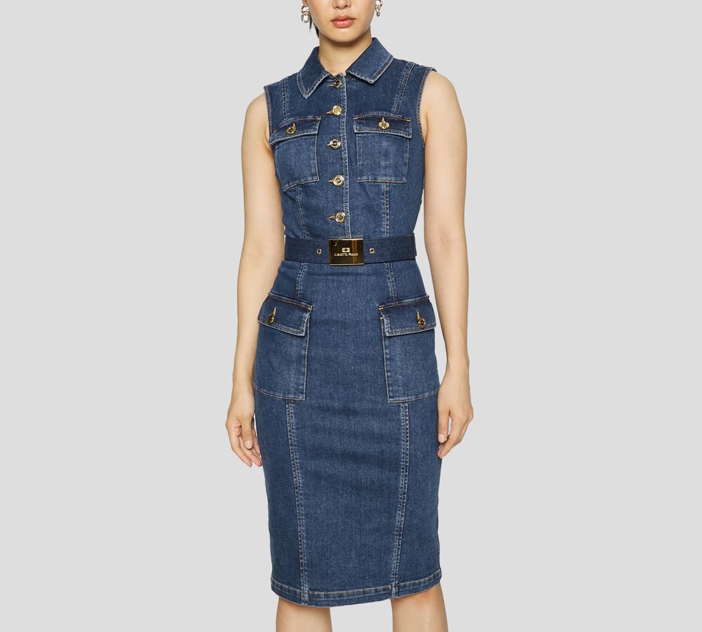 Elisabetta Franchi - VESTIDO AZUL DENIM