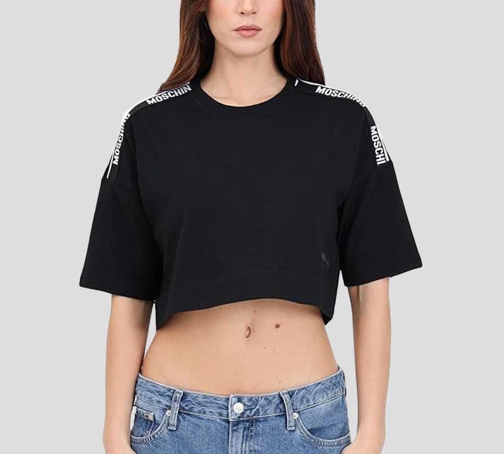 Moschino - TOP NEGRO CON MOSCHINO SOBRE LOS HOMBROS