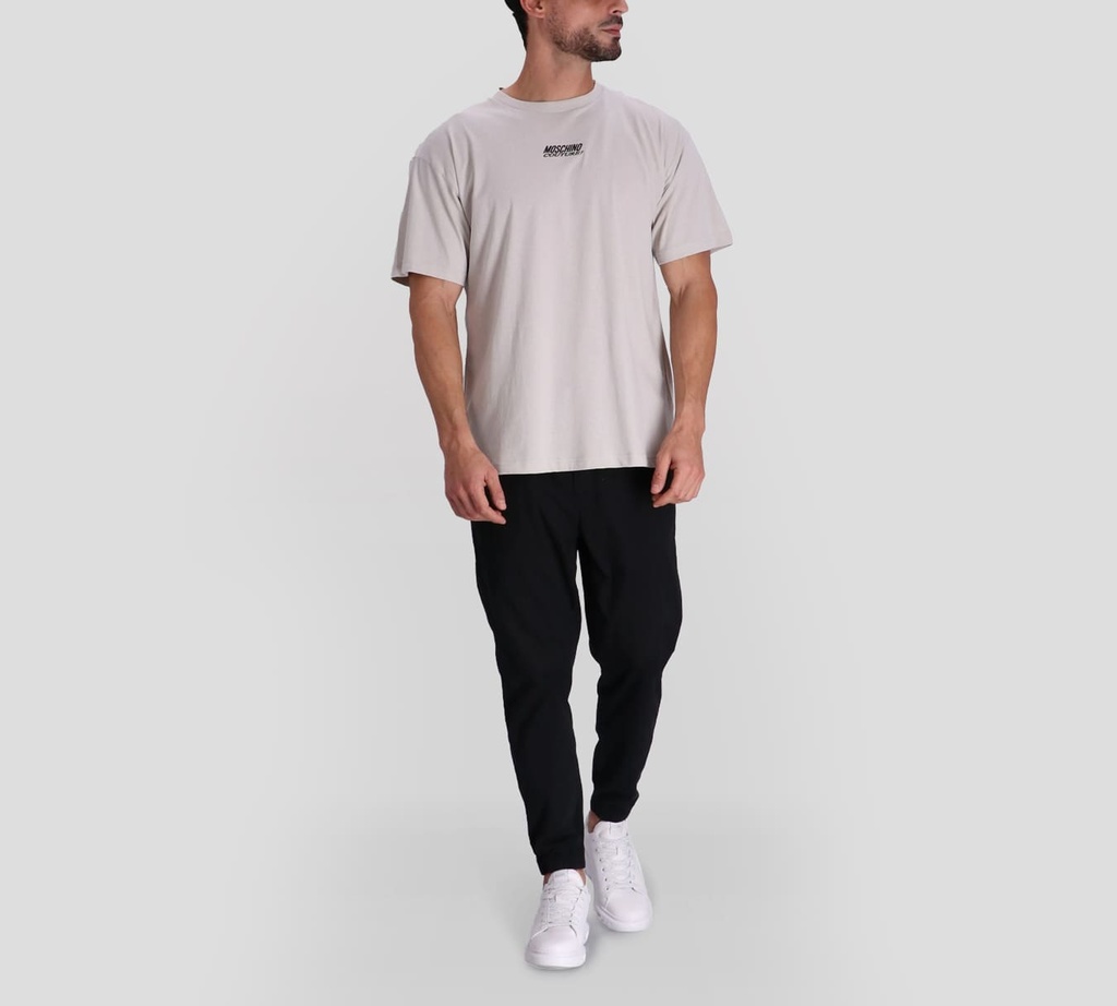 Moschino - T-SHIRT GRIS COUTURE CON BORDADO ROJO