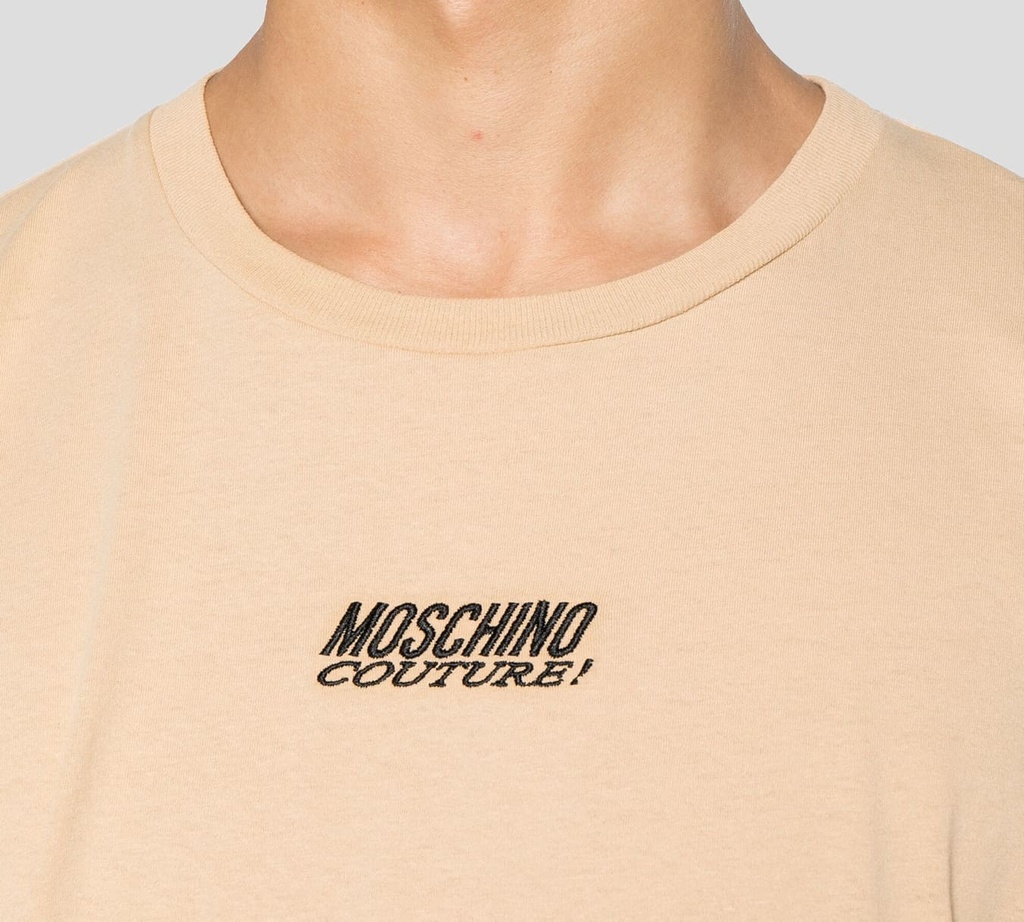 Moschino - T-SHIRT MARRON CON BORDADO ROJO