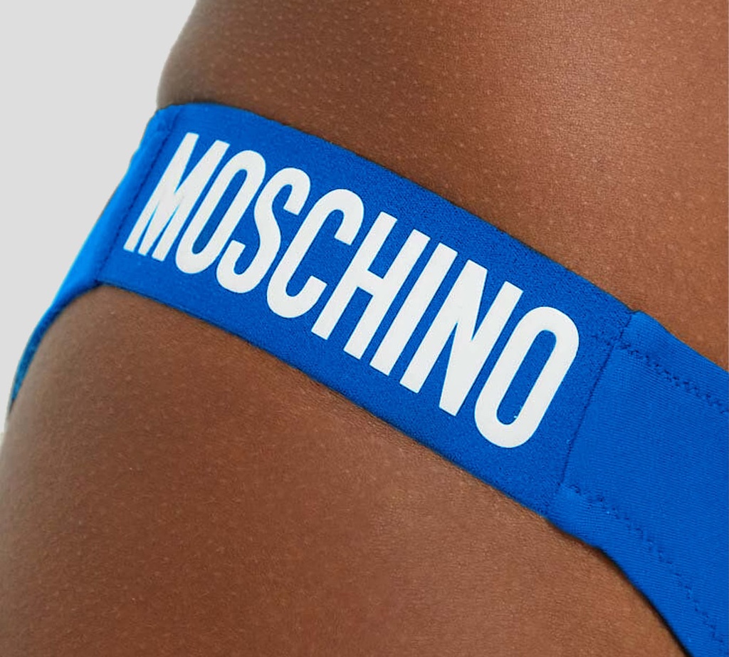 Moschino - BIKINI DE TRAJE DE BAÑO AZUL CON BANDAS ELASTICAS LATERALES MOSCHINO