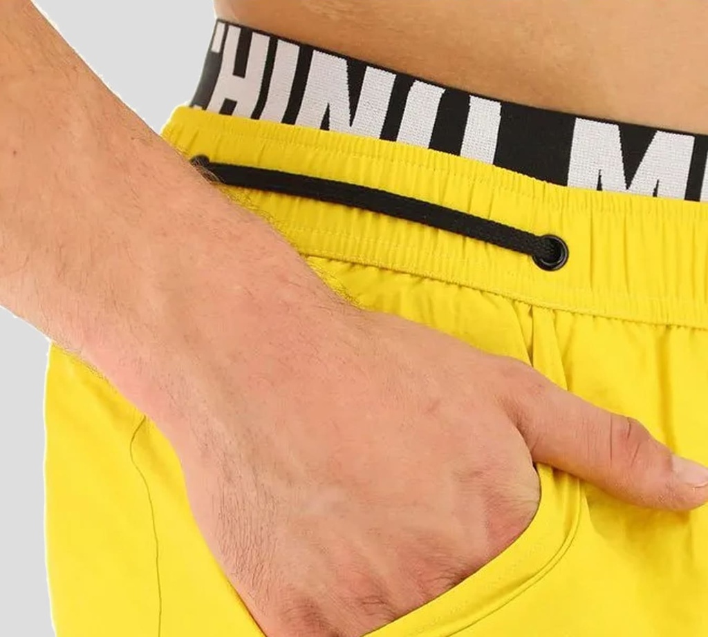 Moschino - SHORT BAÑADOR AMARILLO CON BANDA ELASTICA MOSCHINO