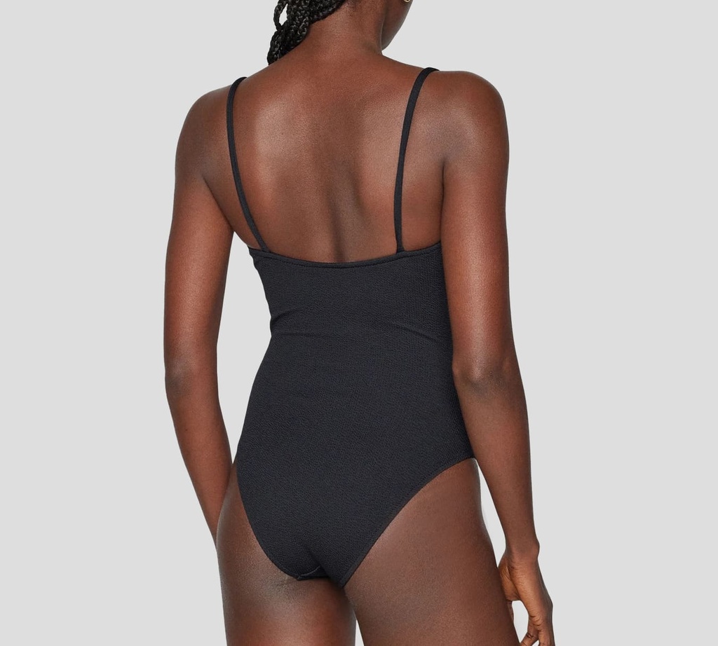 Moschino - TRAJE DE BAÑO ENTERO NEGRO CON DOBLE HEBILLA MOSCHINO FRONTAL