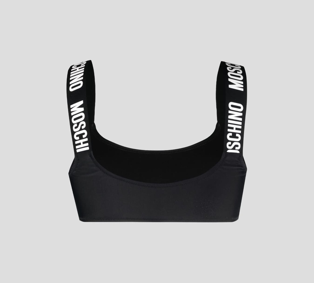Moschino - TOP DE TRAJE DE BAÑO NEGRO CON TIRAS ELASTICAS MOSCHINO