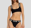 Moschino - TOP DE TRAJE DE BAÑO NEGRO CON TIRAS ELASTICAS MOSCHINO
