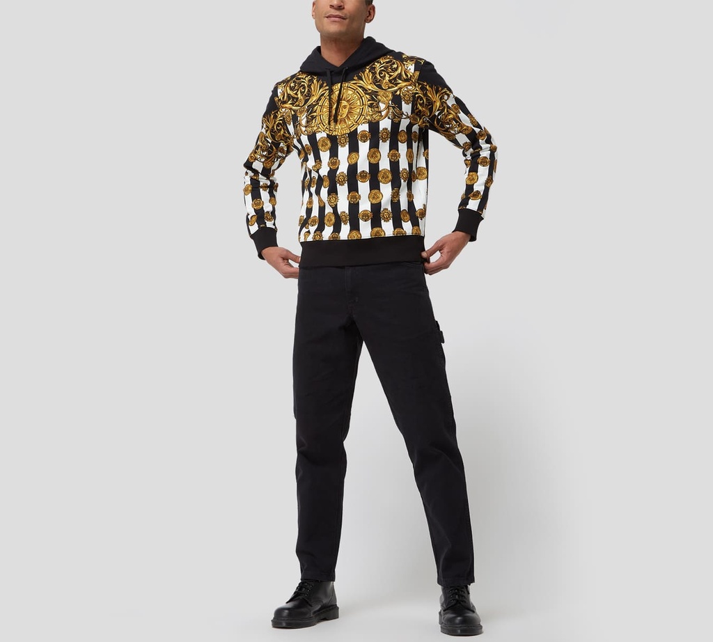 Versace Jeans Couture - SWEATER HODDIE CON ESTAMPADO GARLAND Y RAYAS
