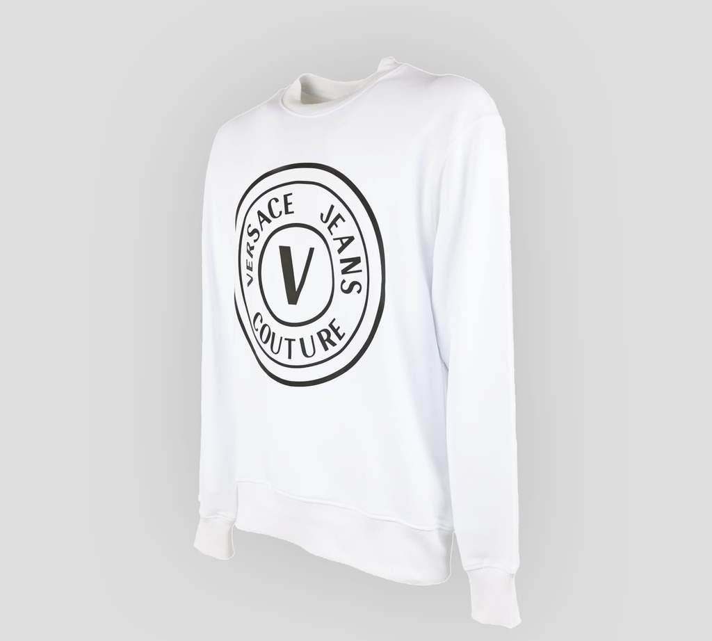 Versace Jeans Couture - SWEATER BLANCO CON EMBLEMA EN RELIEVE