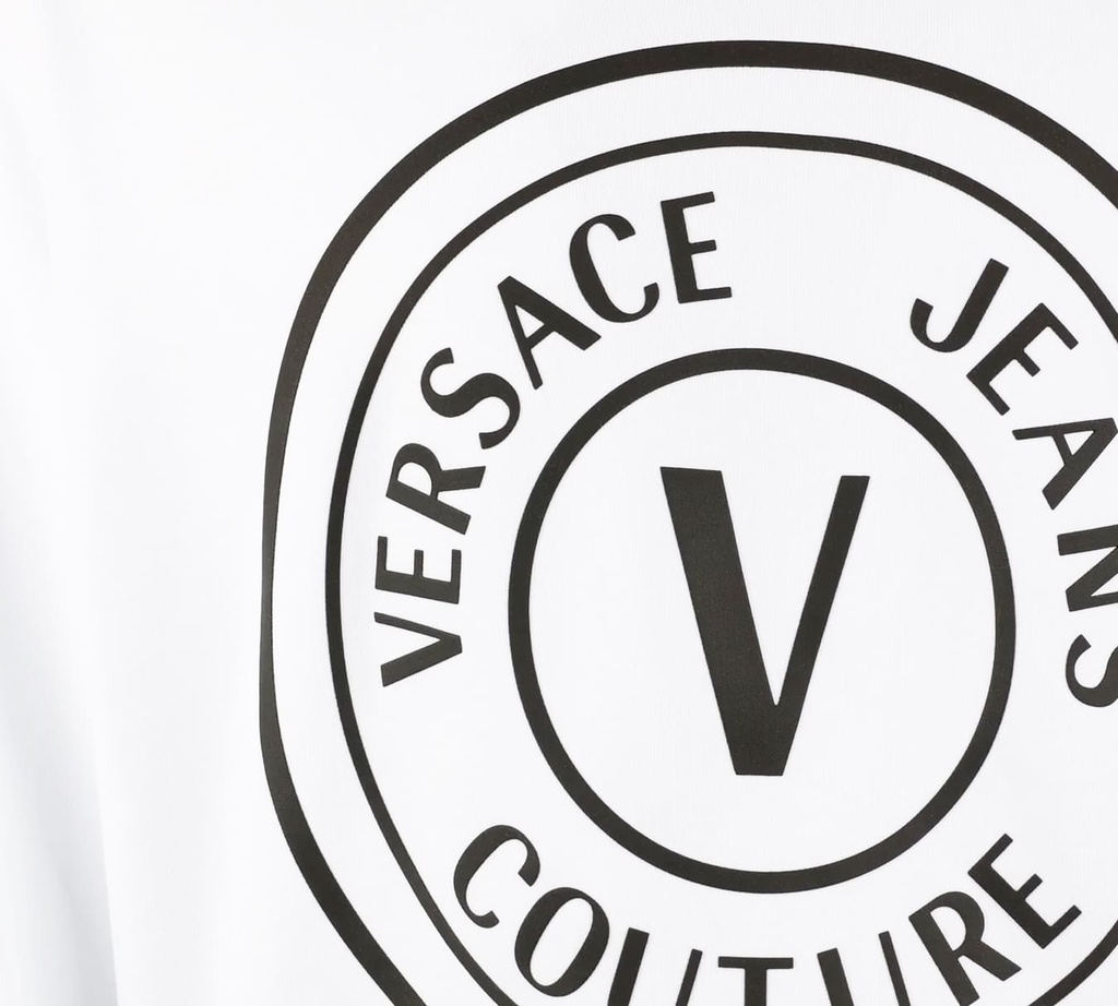 Versace Jeans Couture - SWEATER BLANCO CON EMBLEMA EN RELIEVE