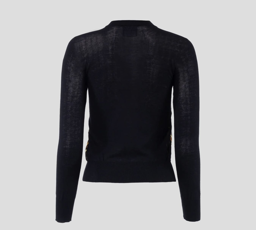 Versace jeans Couture - SWEATER NEGRO CON ESTAMPADO DE SOL DORADO