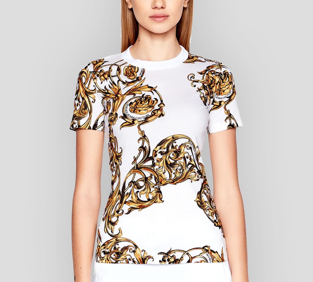 Versace Jeans Couture - FRANELA MANGA CORTA BLANCA CON ESTAMPADO GARLAND