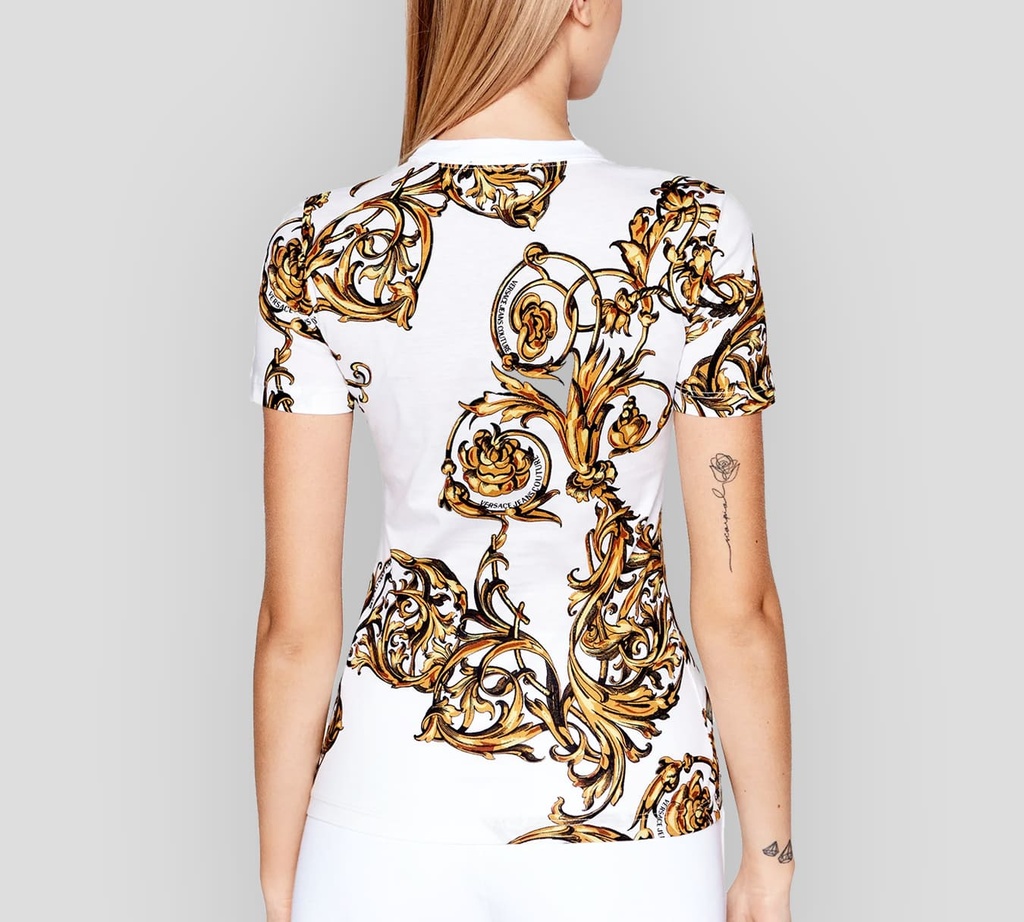 Versace Jeans Couture - FRANELA MANGA CORTA BLANCA CON ESTAMPADO GARLAND