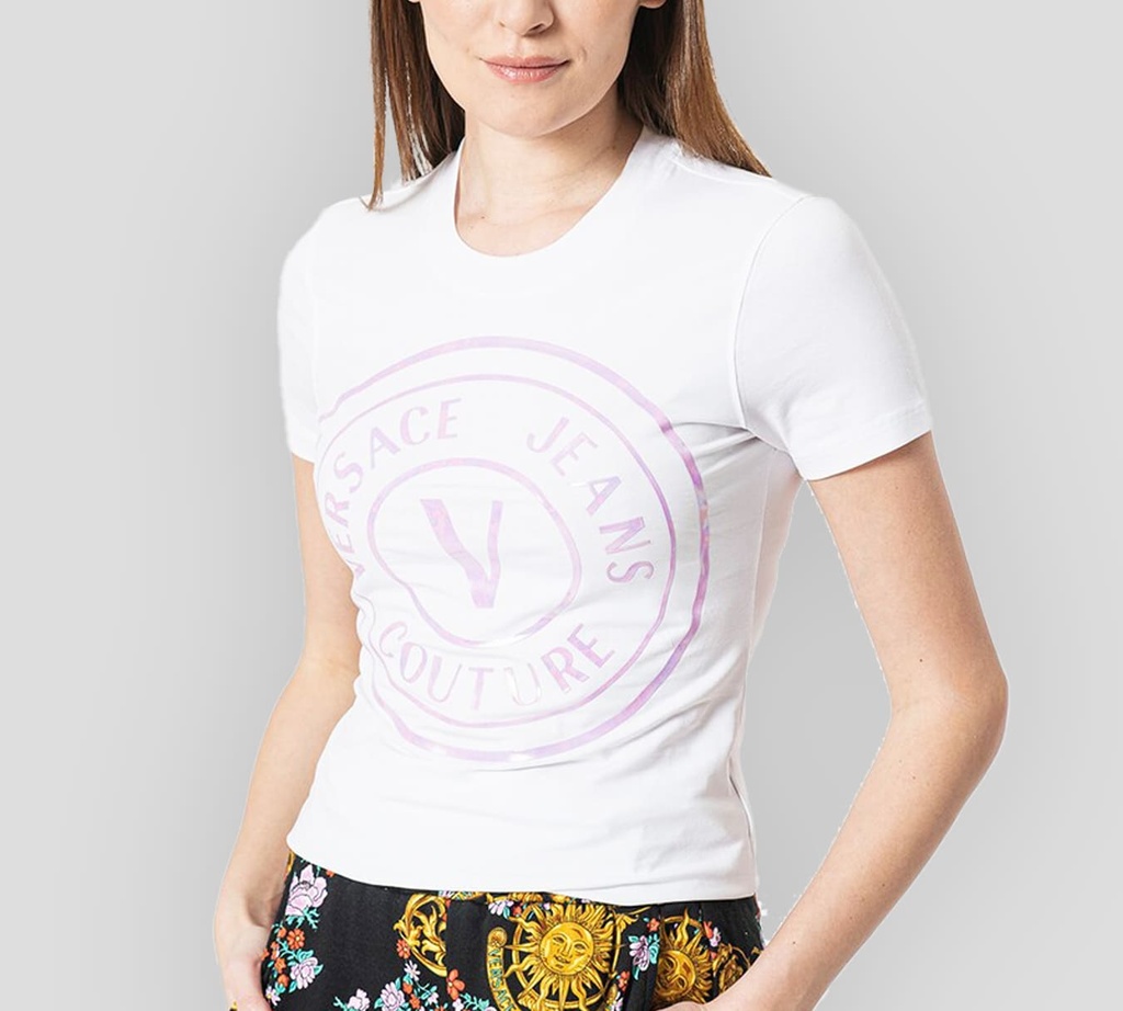 Versace Jeans Couture - FRANELA CUELLO REDONDO CON LOGO  FRONTAL TORNASOLADO