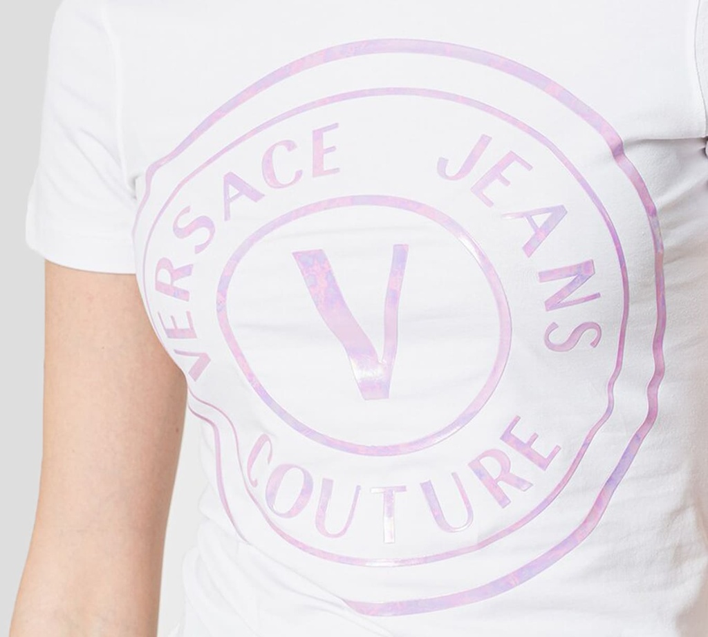 Versace Jeans Couture - FRANELA CUELLO REDONDO CON LOGO  FRONTAL TORNASOLADO