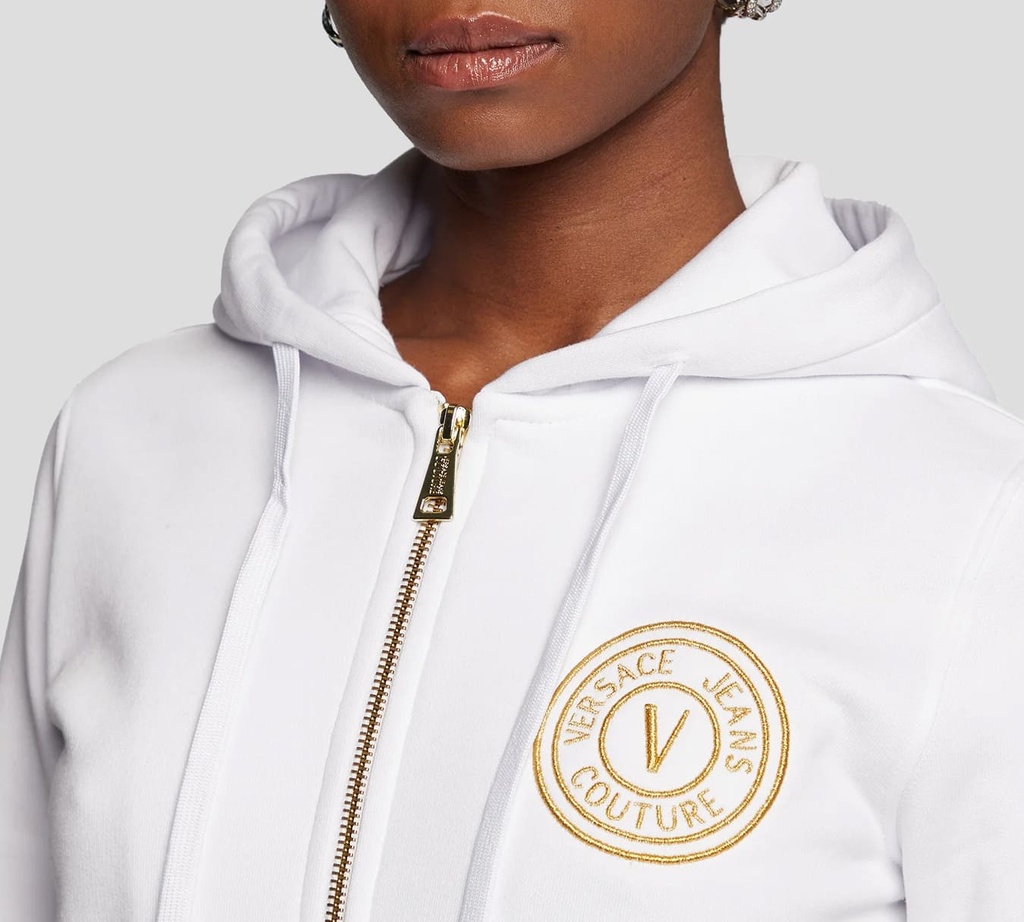 Versace Jeans Coture - HOODIE CON CIERRE FRONTAL DORADO Y MAXILOGO SOBRE LA ESPALDA
