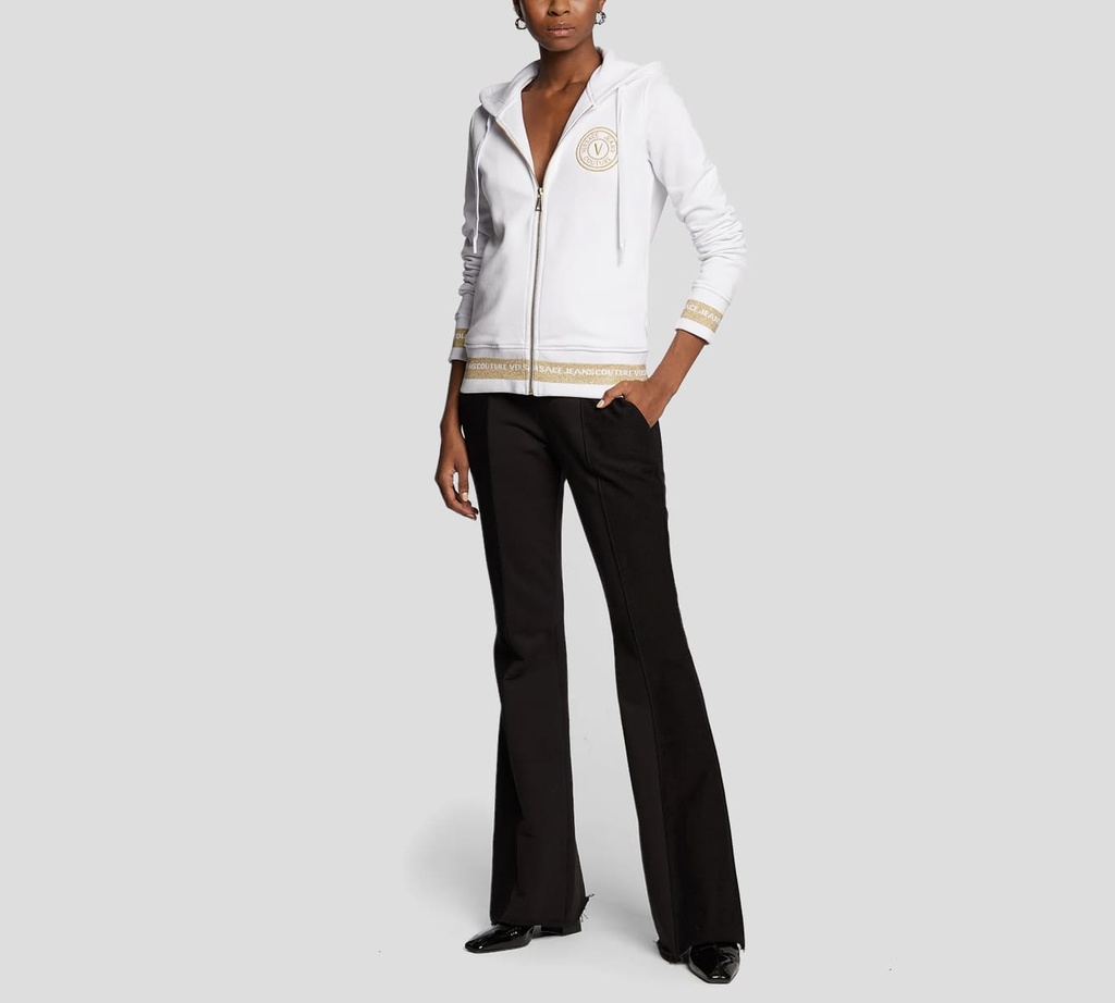 Versace Jeans Coture - HOODIE CON CIERRE FRONTAL DORADO Y MAXILOGO SOBRE LA ESPALDA