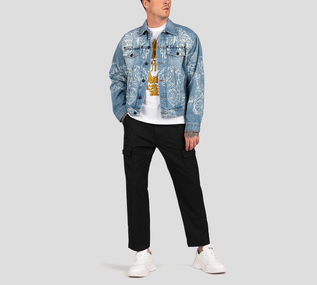 Versace Jeans Couture - FRANELA CON ESTAMPADO VJC GARLAND Y CRISTALES AL FRENTE