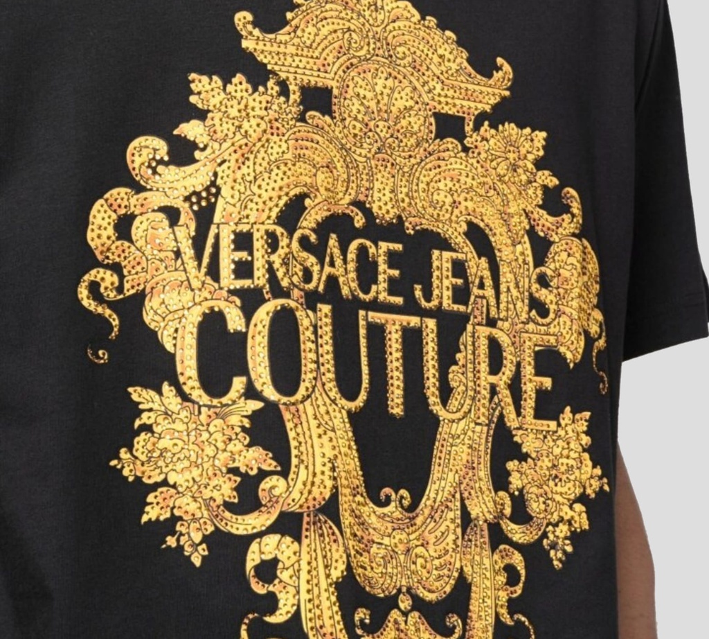 Versace Jeans Couture - FRANELA CON ESTAMPADO VJC GARLAND Y CRISTALES AL FRENTE