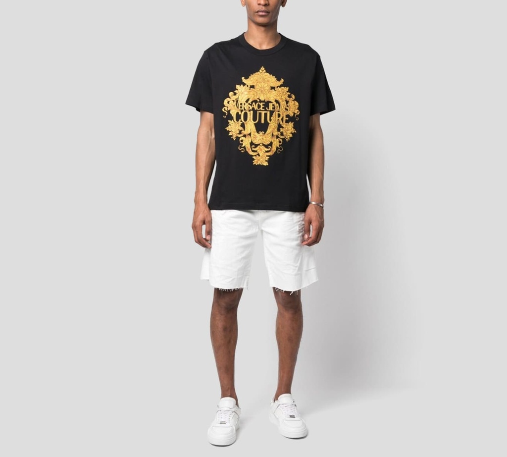 Versace Jeans Couture - FRANELA CON ESTAMPADO VJC GARLAND Y CRISTALES AL FRENTE