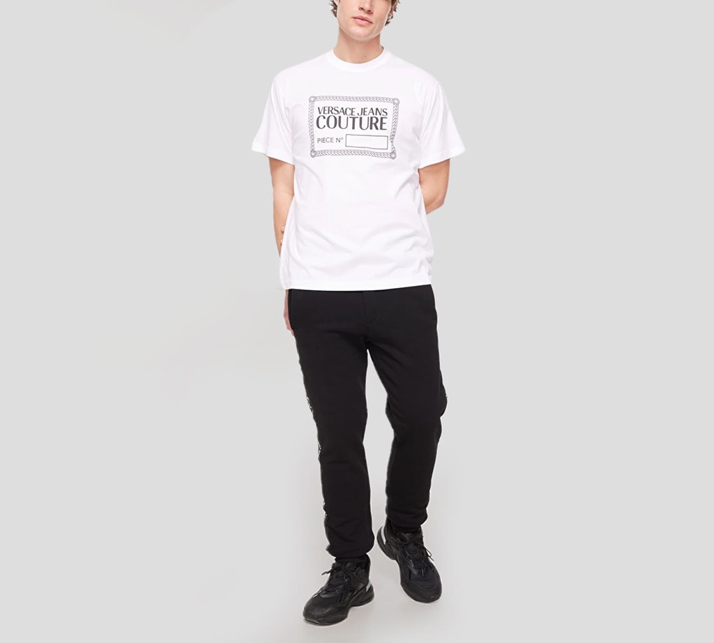 Versace Jeans Couture - FRANELA MANGA CORTA BLANCA CON LOGO NEGRO T11