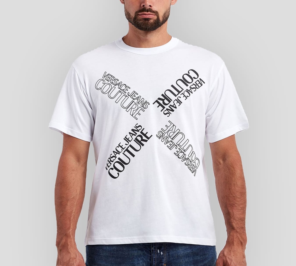 Versace Jeans Couture - FRANELA CUELLO REDONDO CON ESTAMPADO VJC EN FORMA DE "X" FRONTAL