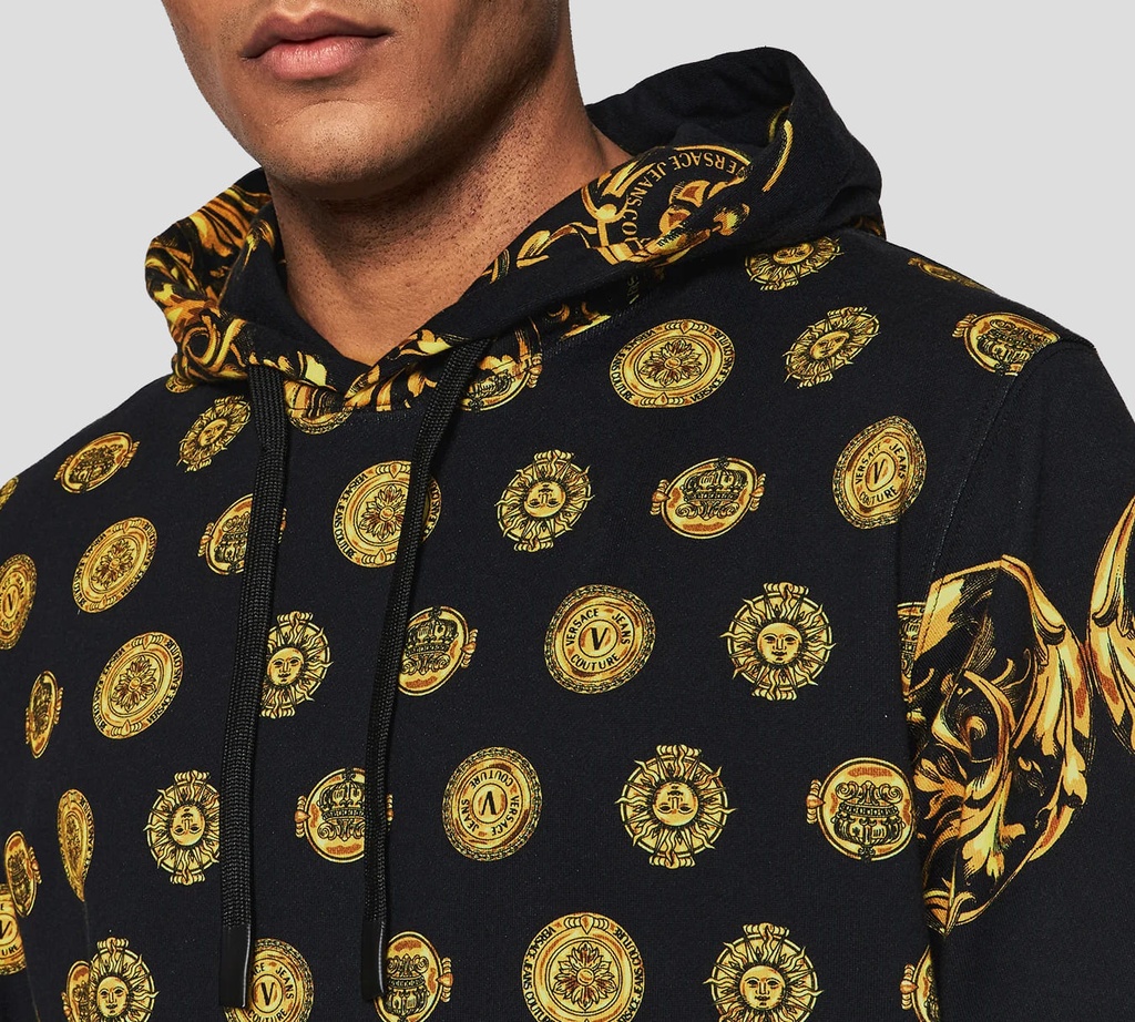 Versace Jeans Couture - SWEATER HOODIE CON ESTAMPADO GARLAND Y DE MONEDAS